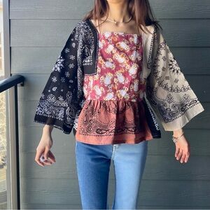 Handmade Owls Bandana Ruffled Blouse SKU 05039
